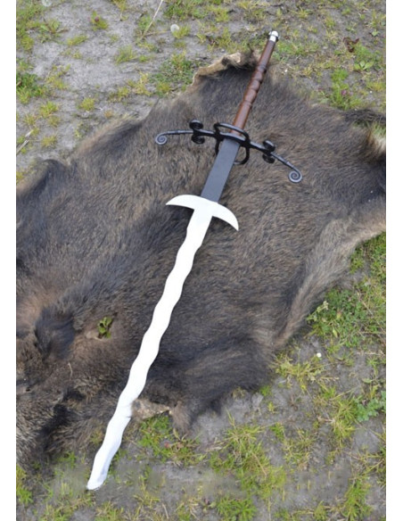 Epée 2 mains flamboyantes, 147 cms.