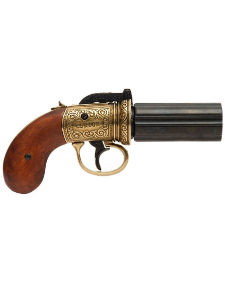 Pepper Revolver 6 canons, plaqué laiton