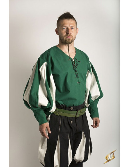 Chemise de soldat Renaissance, vert-blanc