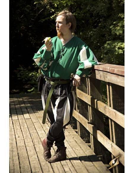 Chemise de soldat Renaissance, vert-blanc