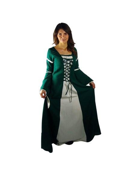 Robe médiévale femme Vert-Blanc