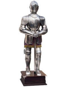 Armure naturelle argentée avec épée dans ses mains