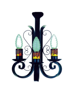 Applique bougie en fer forgé, 3 lumières