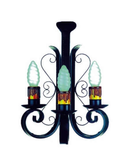 Applique bougie en fer forgé, 3 lumières