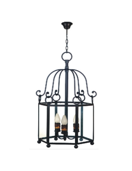 Lanterne de forge six faces, 3 lumières