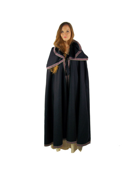 Cape médiévale en laine avec capuche