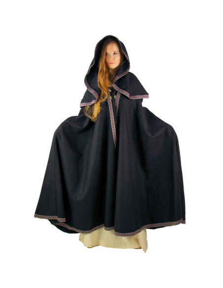Cape médiévale en laine avec capuche