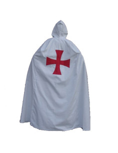 Cape de Templier blanc avec croix rouge 2