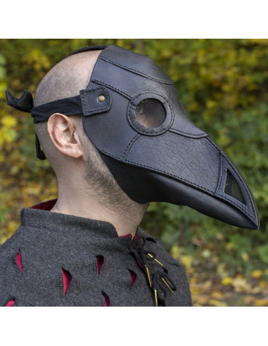 Masque de médecin de la peste en noir ⚔️ Boutique Épées