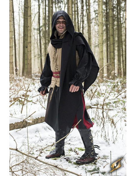 Capuche avec châle médiéval, noir