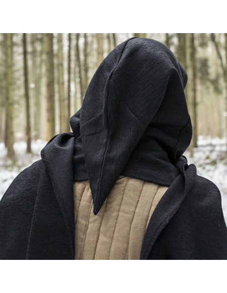 Capuche avec châle médiéval, noir