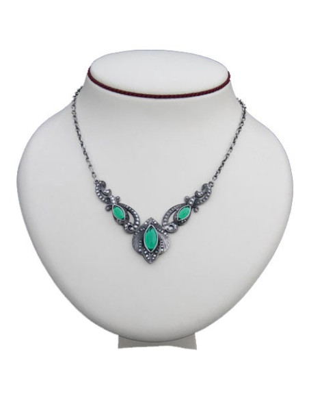 Pendentif médiéval perles de verre vert