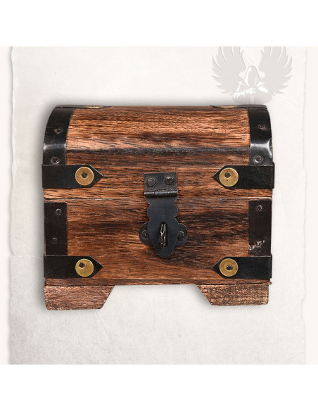 Coffre médiéval avec des pierres colorées (10x7 cms.)