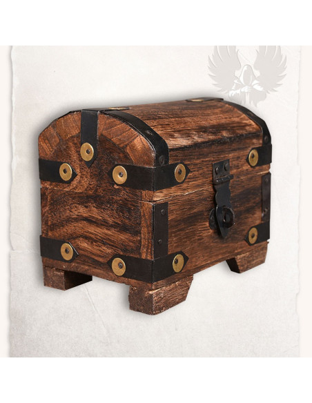 Coffre médiéval avec des pierres colorées (10x7 cms.)