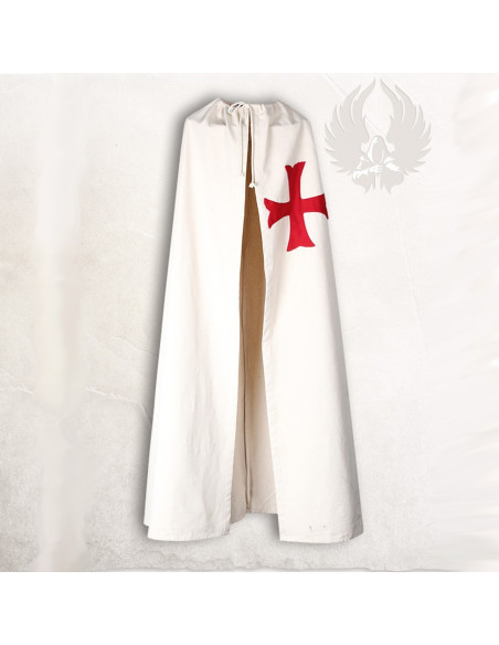 Cape médiévale avec croix ancrée rouge