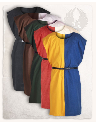 Surcot médiéval Ignaz, Rouge-Crème