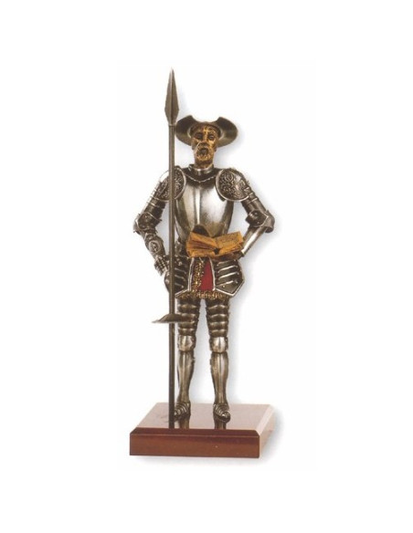 Miniature Don Quichotte avec lance et livre, 42 cms.