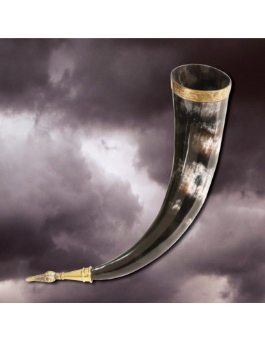 Corne viking sans trou, 36 cm.