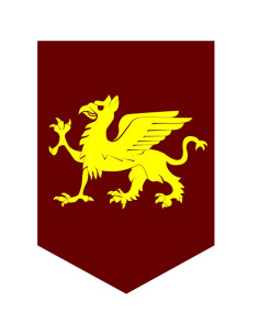Bannière médiévale de dragon jaune, différentes tailles