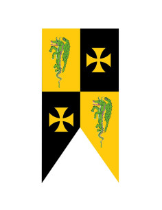 Croix de templier de bannière médiévale avec des dragons