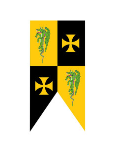 Croix de templier de bannière médiévale avec des dragons