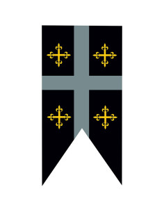 Bannière médiévale écartelée des croix templières