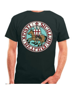 T-shirt noir Templiers, manches courtes
