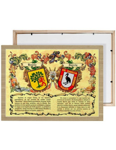 Blason héraldique boîte 2 noms (30x40 cms.)