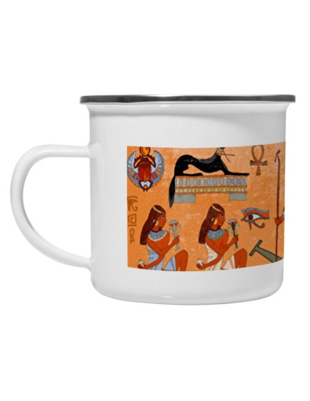 Tasse vintage égyptienne en laiton émaillé