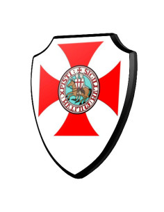 Bouclier en bois Croix et Templiers (19,2 x 23,4 cms.)