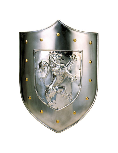 Bouclier en métal du lion rampant (63x43 cms.)