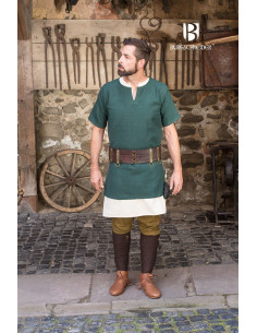 Tunique médiévale Aegir vert manches courtes