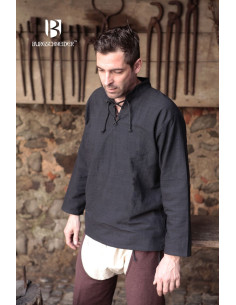 Chemise médiévale cravates Tristan, noire