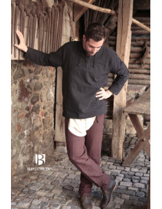 Chemise médiévale cravates Tristan, noire 2