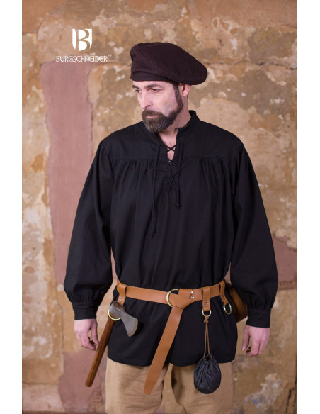Chemise médiévale liens Störtebecker, noir