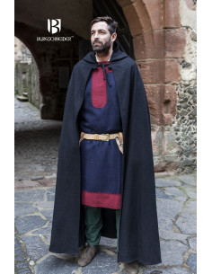 Cape médiévale en laine Hibernus, noire