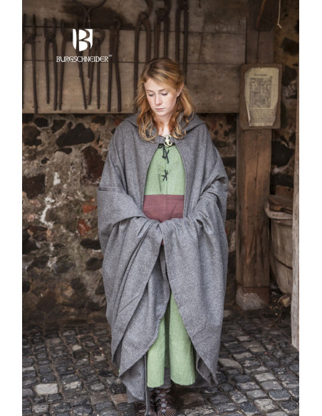 Cape médiévale en laine Hibernus, grise