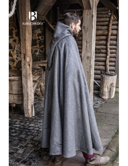 Cape médiévale en laine Hibernus, grise