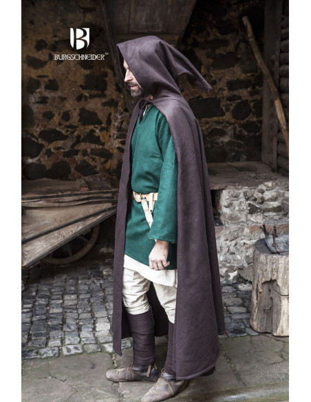 Cape médiévale en laine Hibernus, marron