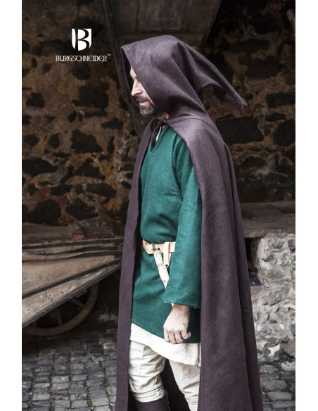 Cape médiévale en laine Hibernus, marron