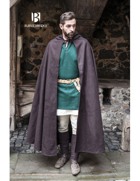 Cape médiévale en laine Hibernus, marron