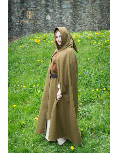 Cape médiévale en laine Hibernus, moutarde
