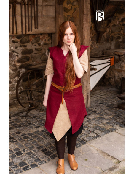Tunique femme Meril, laine rouge