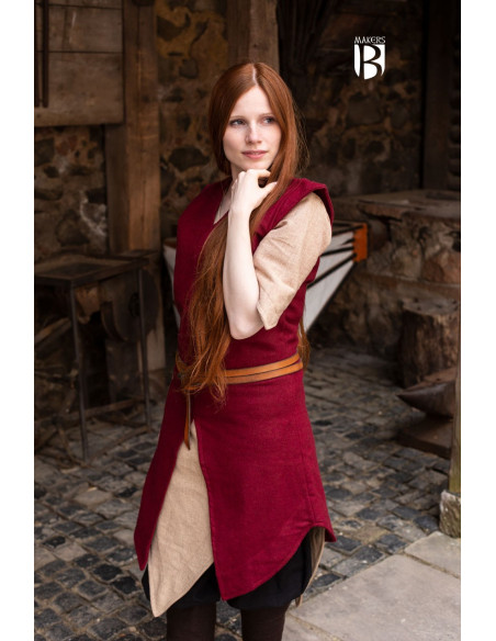 Tunique femme Meril, laine rouge