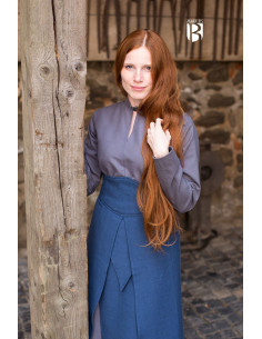 Jupe médiévale Tharya, coton bleu 2