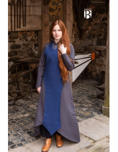 Tablier médiéval Isa, coton bleu