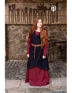 Brial médiéval Myrana, laine bleue