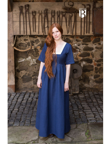 Robe médiévale Frideswinde, bleu