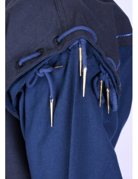 Tunique Médiévale Bleu-Bleu foncé avec manches amovibles