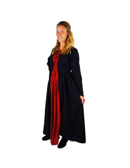 Robe médiévale Medusa, noir-rouge